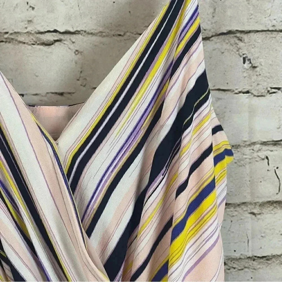 1 State Women's Medium Striped Spaghetti Strap Shorts Romper Pockets Pink Yellow - Picture 4 of 7